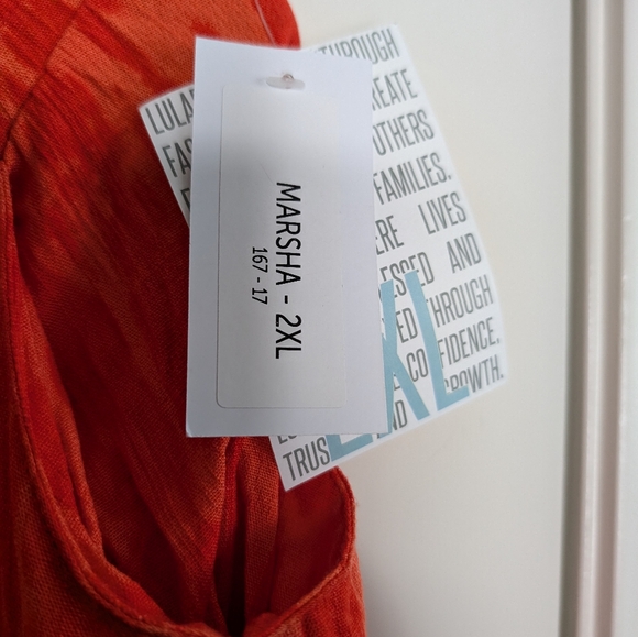 NWT- LuLaRoe Skirt- 2XL- Orange Rayon Blend Stretch Button Up Drawstring Pockets - Picture 3 of 6